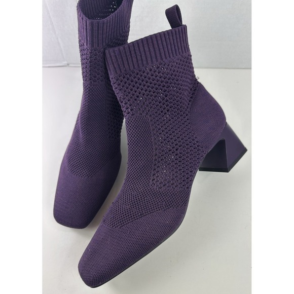 VIVAIA Melissa Perforated Knit Ankle Boots 41.5 US 10 Square Toe Eggplant Purple - Picture 16 of 16